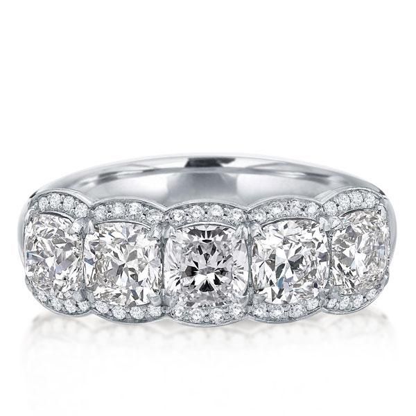 Aadhya | Halo Cushion Created White Sapphire Wedding Band