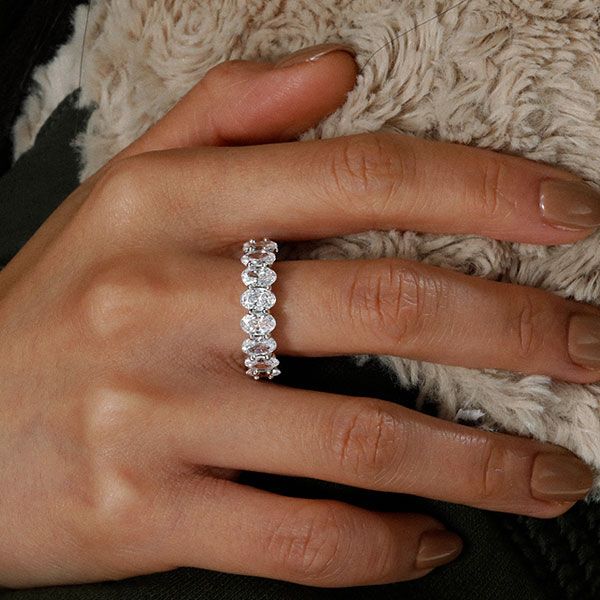 Hattie |  Oval Cut Band Ring Eternity Wedding Band For Women