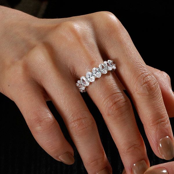 Hattie |  Oval Cut Band Ring Eternity Wedding Band For Women