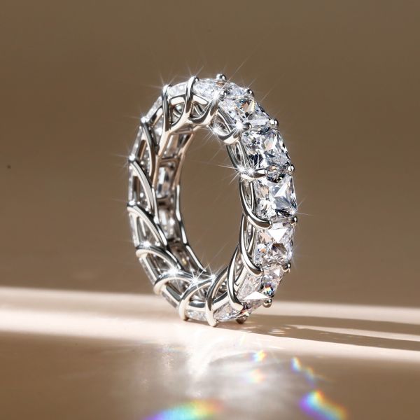 Emory | Princess Cut Eternity Wedding Band In Sterling Silver Ring