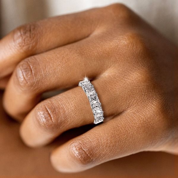 Emory | Princess Cut Eternity Wedding Band In Sterling Silver Ring