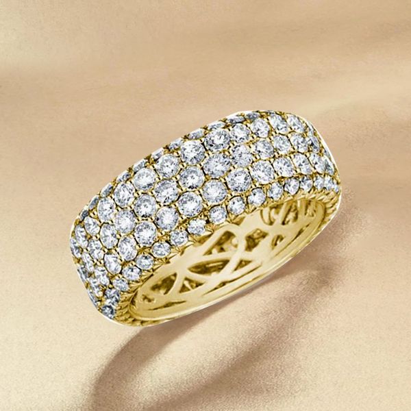 Alicia | Golden Micro Pave Five Row Eternity Wedding Band