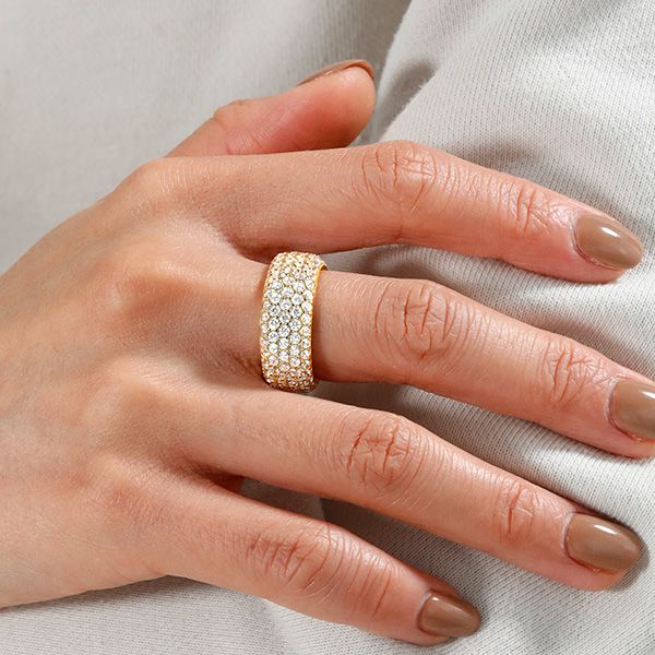 Alicia | Golden Micro Pave Five Row Eternity Wedding Band