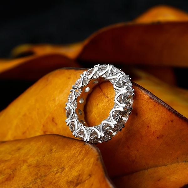 Livia | Eternity Round Created White Sapphire Wedding Band