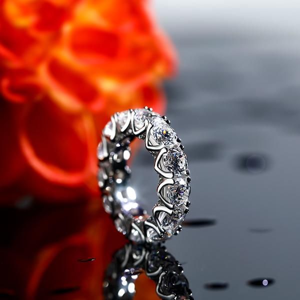 Livia | Eternity Round Created White Sapphire Wedding Band