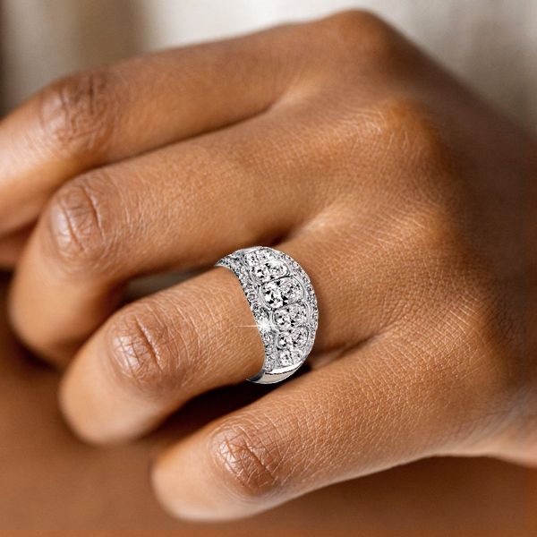 Grace | Halo Cushion Created White Sapphire Wedding Band
