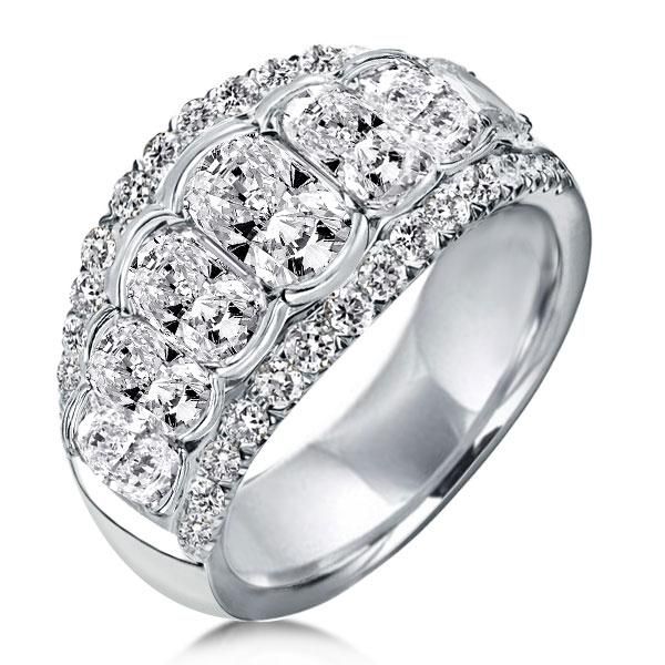 Grace | Halo Cushion Created White Sapphire Wedding Band