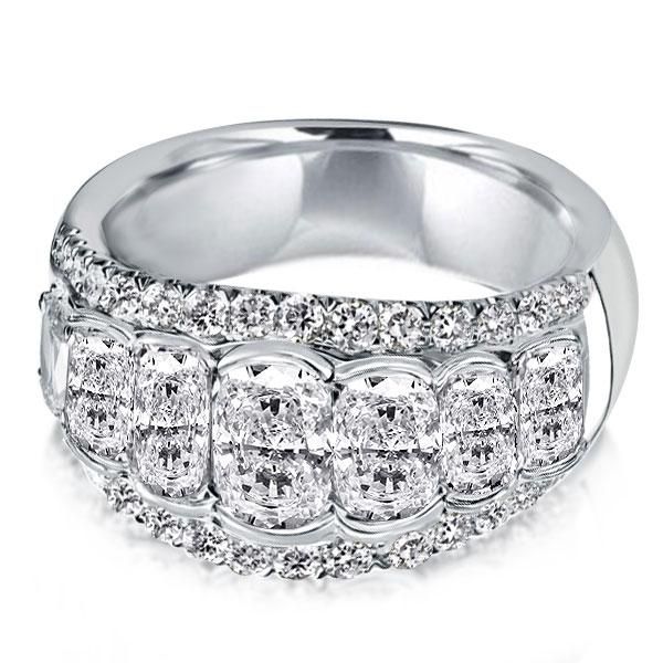 Grace | Halo Cushion Created White Sapphire Wedding Band