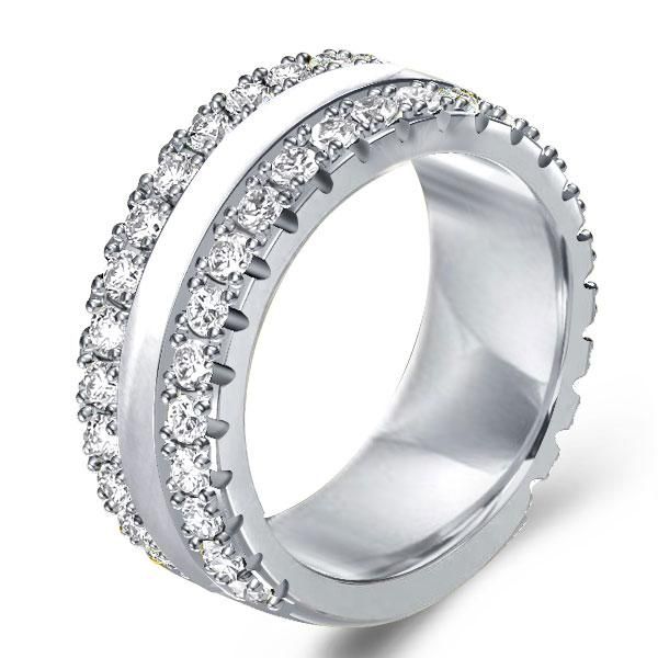 Vera | Triple Row Created White Sapphire Wedding Band