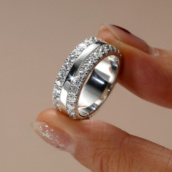 Vera | Triple Row Created White Sapphire Wedding Band