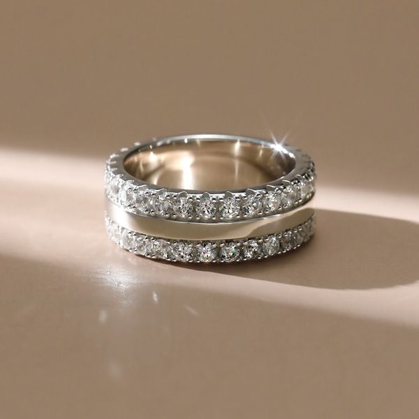 Vera | Triple Row Created White Sapphire Wedding Band