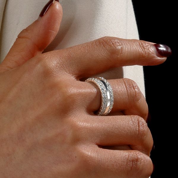 Vera | Triple Row Created White Sapphire Wedding Band