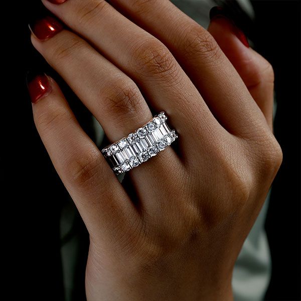 Icelynn | Triple Row Half Eternity Wedding Band
