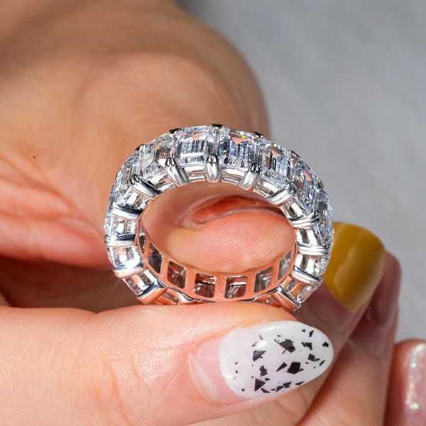 Ayra | Emerald Cut Eternity Wedding Band For Women In Silver