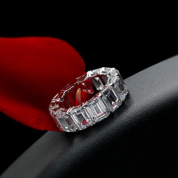 Ayra | Emerald Cut Eternity Wedding Band For Women In Silver