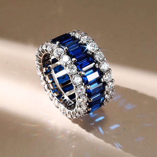 Campbell | Blue Sapphire Eternity Wedding Band For Women Anniversary Ring