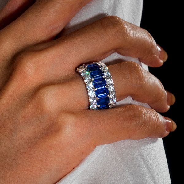 Campbell | Blue Sapphire Eternity Wedding Band For Women Anniversary Ring
