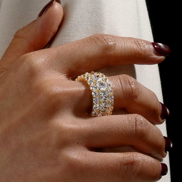 Giovanna | Yellow Gold Multi-Row Cushion Cut Eternity Wedding Band