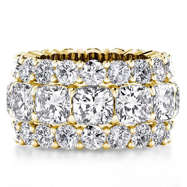 Giovanna | Yellow Gold Multi-Row Cushion Cut Eternity Wedding Band