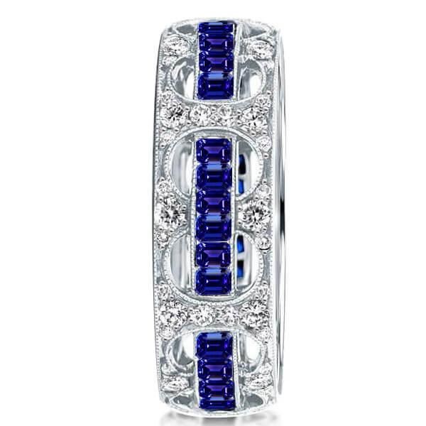 Katelyn | Blue Sapphire Ring Rope Through The Hole Unique Wedding Band