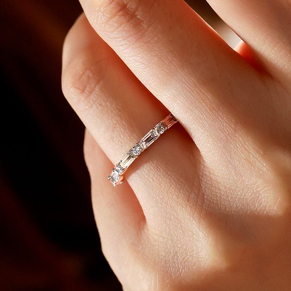 Lettie | Dainty Baguette Eternity Wedding Band In Sterling Silver