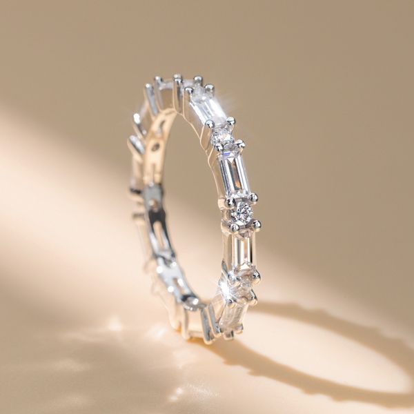 Lettie | Dainty Baguette Eternity Wedding Band In Sterling Silver