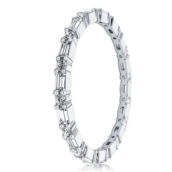 Lettie | Dainty Baguette Eternity Wedding Band In Sterling Silver