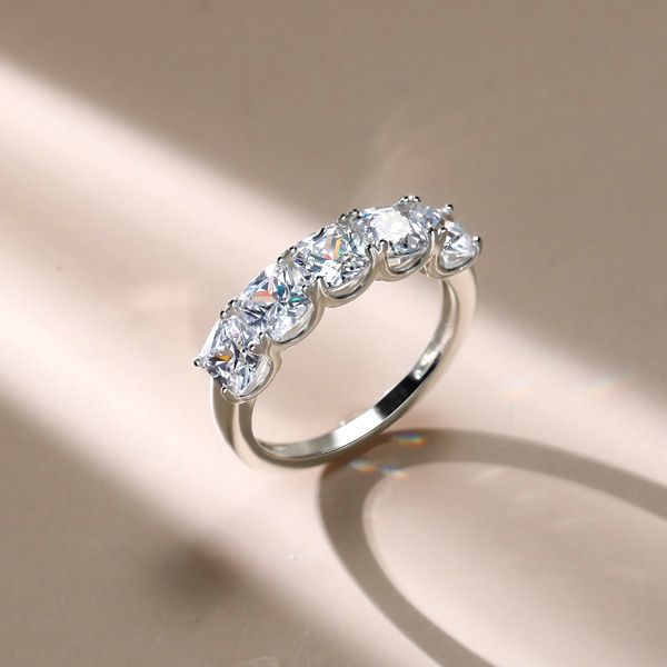 Blakely | Five Stone Half Eternity Cushion Cut Wedding Band