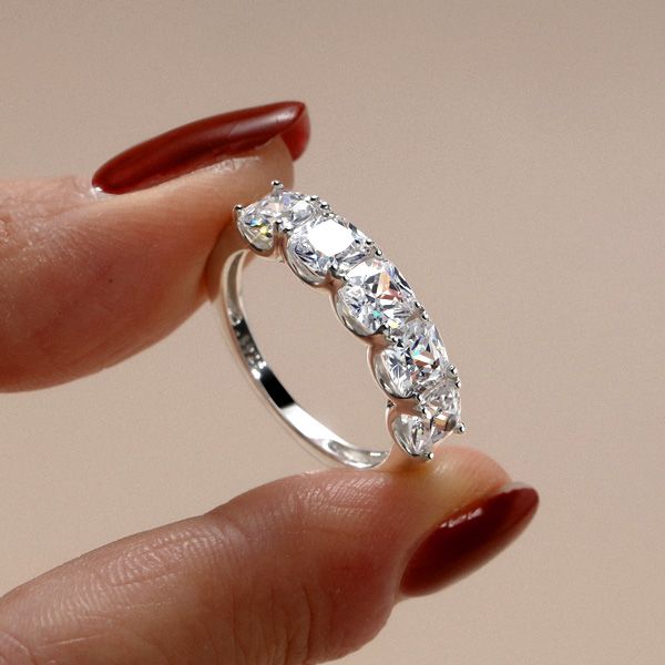 Blakely | Five Stone Half Eternity Cushion Cut Wedding Band