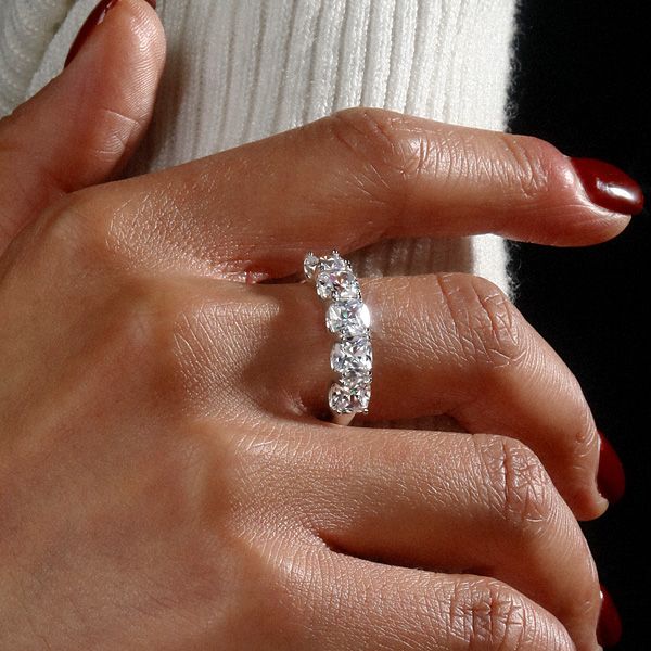Blakely | Five Stone Half Eternity Cushion Cut Wedding Band