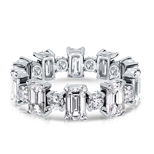 Marina | Emerald & Round Alternating Wedding Band