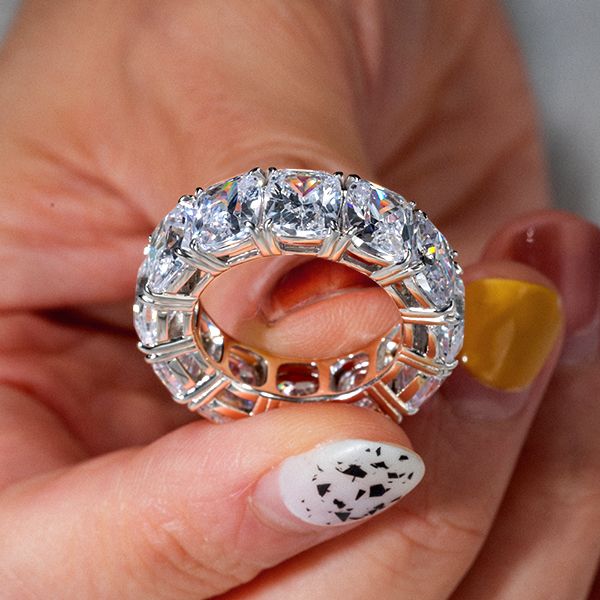 Aila |Cushion Cut Eternity Band Affordable Wedding Ring