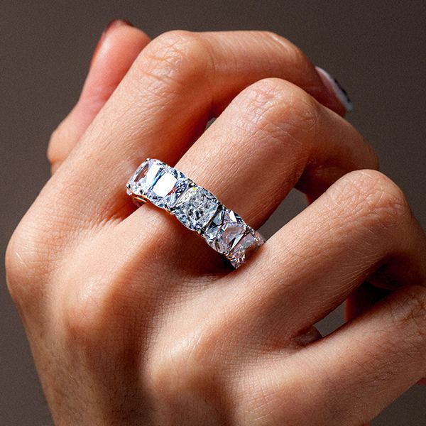 Aila |Cushion Cut Eternity Band Affordable Wedding Ring