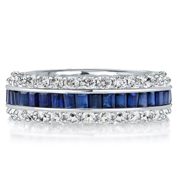 Aubree | Triple Row Created White & Blue Sapphire Eternity Wedding Band