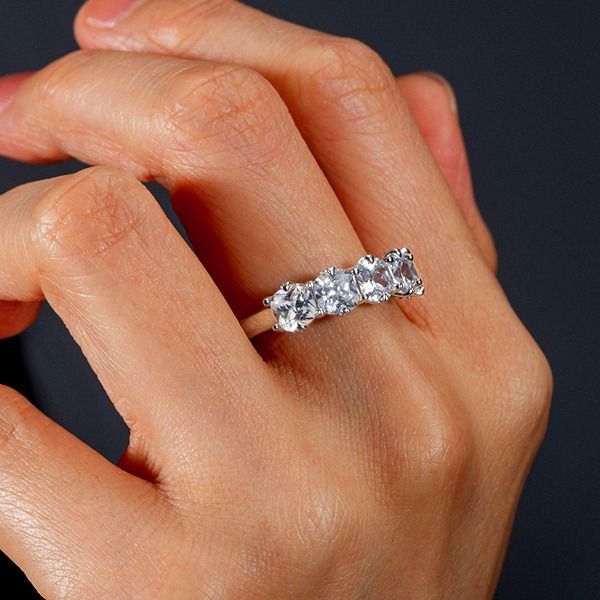 Saanvi | Five Stone Cushion Cut Wedding Band