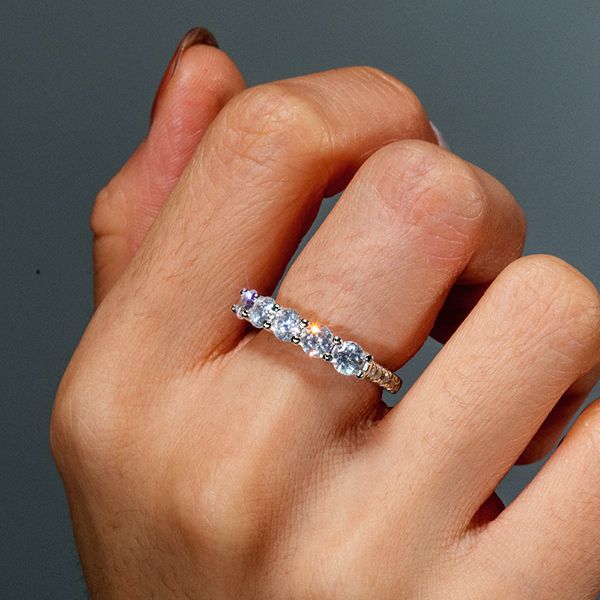Honey | Five Stone Half Eternity Band Wedding Band For Women