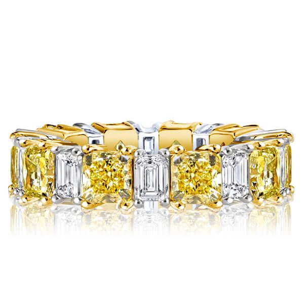 Seraphina | Two Tone Radiant Cut Yellow & White Sapphire Wedding Band
