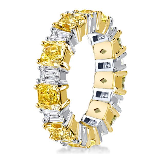Seraphina | Two Tone Radiant Cut Yellow & White Sapphire Wedding Band