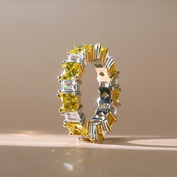 Seraphina | Two Tone Radiant Cut Yellow & White Sapphire Wedding Band