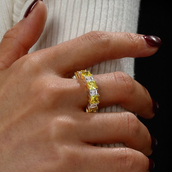 Seraphina | Two Tone Radiant Cut Yellow & White Sapphire Wedding Band