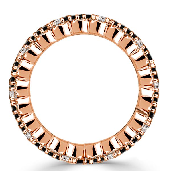 Tatum | Black Baguette Cut Rose Gold Eternity Wedding Band For Women