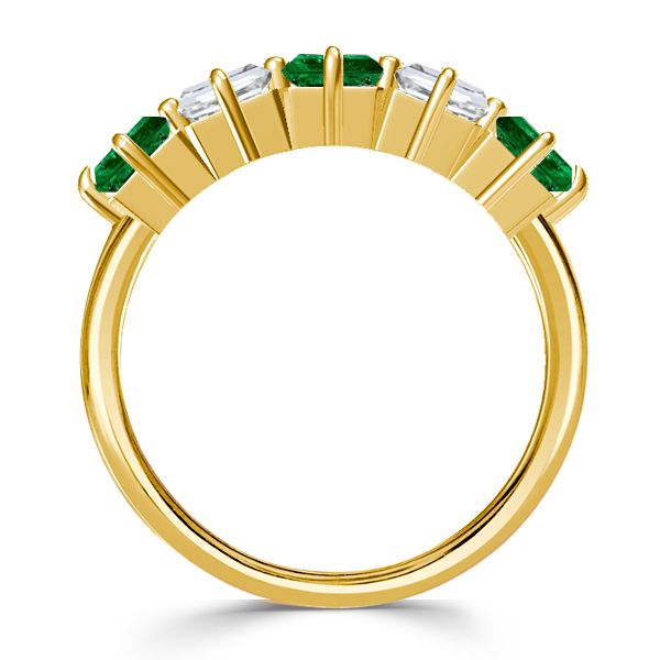 Karsyn | Five Stone Asscher Cut Green Emerald Half Eternity Wedding Band For Women