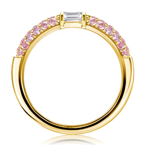 Malia | Micro Pave Baguette Pink Stone Half Eternity Wedding Band
