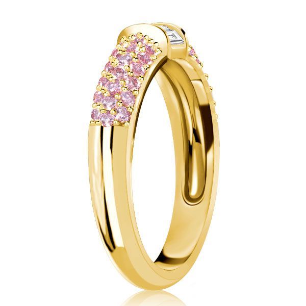Malia | Micro Pave Baguette Pink Stone Half Eternity Wedding Band