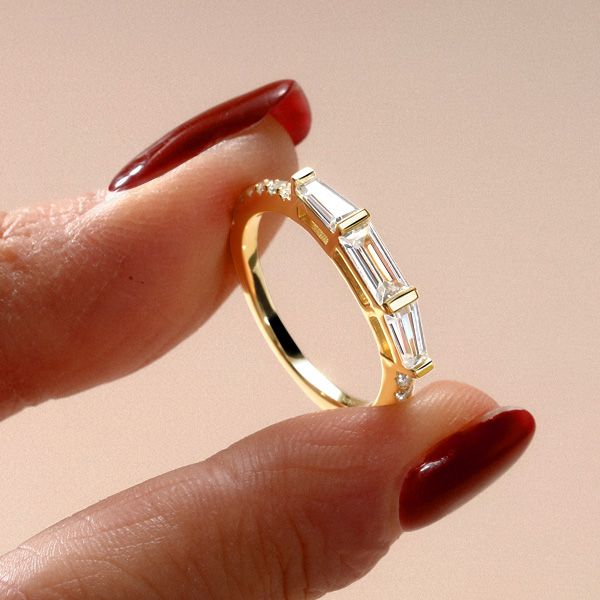 Nyomi | Baguette Dainty Wedding Band For Women Anniversary Ring