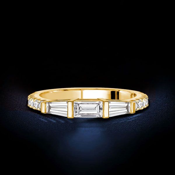 Nyomi | Baguette Dainty Wedding Band For Women Anniversary Ring