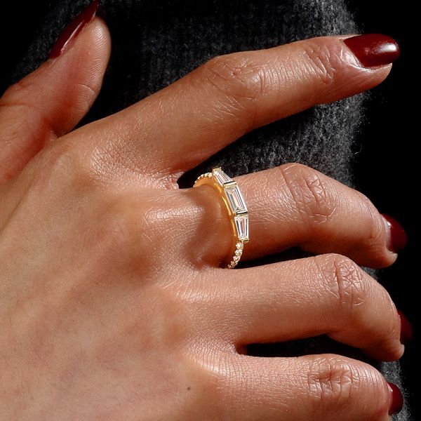 Nyomi | Baguette Dainty Wedding Band For Women Anniversary Ring
