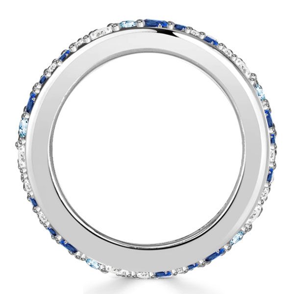 Indigo | Blue Sapphire Eternity Band Wide Band Rings For Ladies