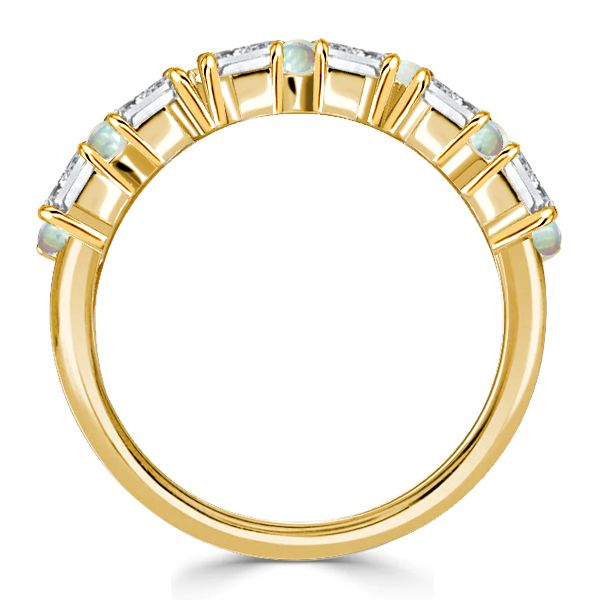 Presley | Opal Ring Baguette Wedding Band Half Eternity Band For Women