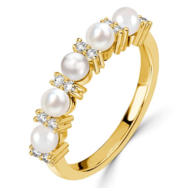 Ila | Pearl Band Ring Pearl Five Stone Half Eternity Wedding Band
